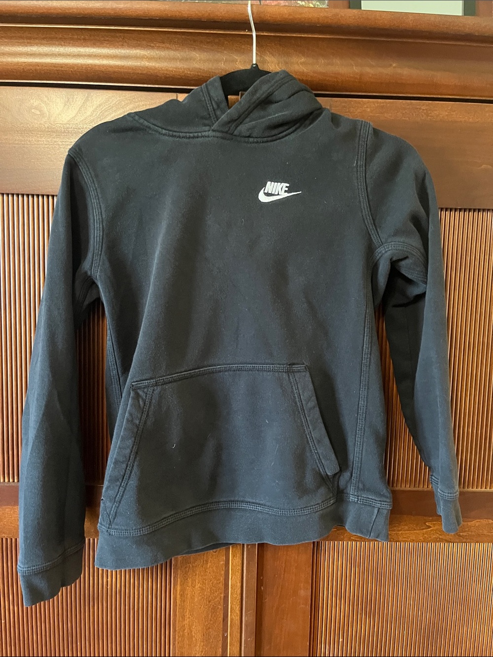 Nike Black Kids Pullover Hoodie with White Logo